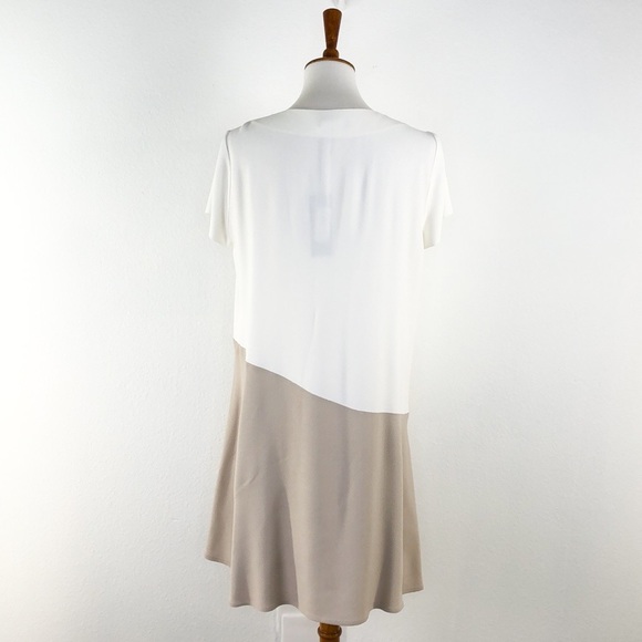 Antonelli Firenze Cream Tan Zip Front Shift Dress - Picture 4 of 9